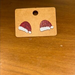 Sparkling Red Santa Hat Earrings